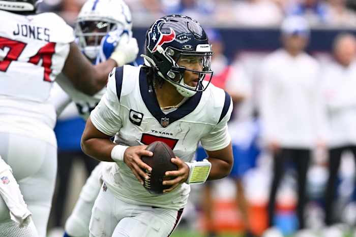 Texans quarterback C.J. Stroud passes for 384 yards against the Colts in Week 2.